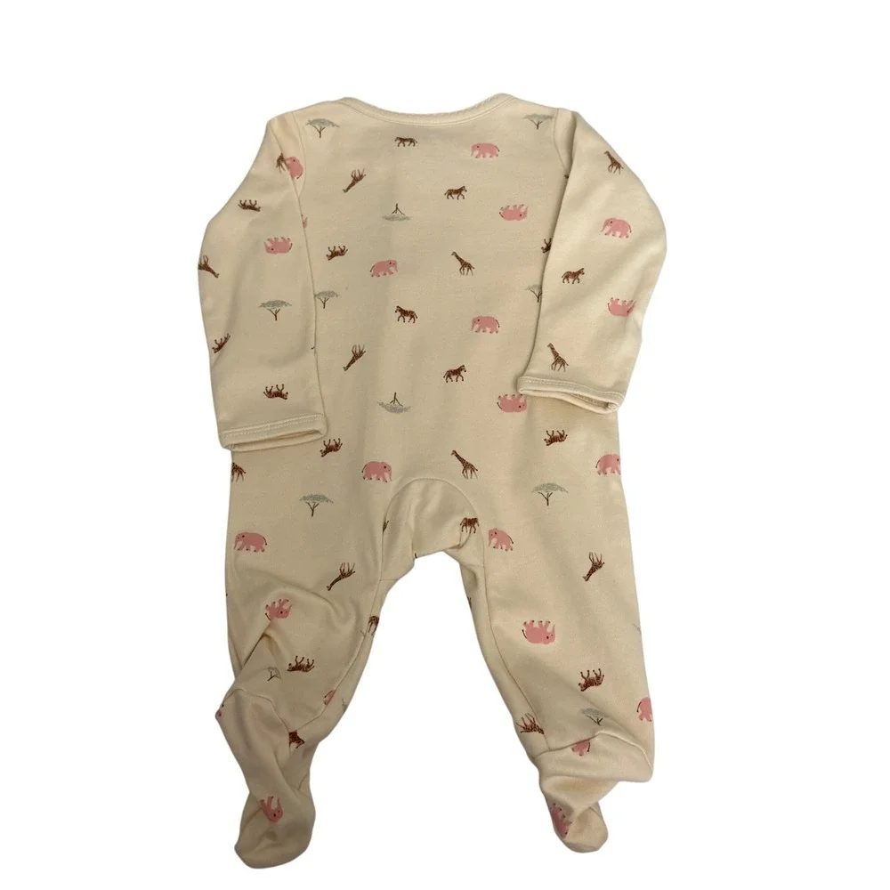 Carters Baby 0-3M Sleep and Play 2 Pack Safari Animal Shamrock Ribbed Footie PJs